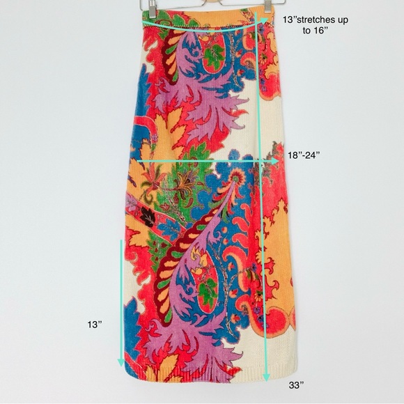 Etro Italy Silk Linen Slit Knit Stretch Pull on Midi Body Cone Skirt EU38 US4 - Picture 4 of 8